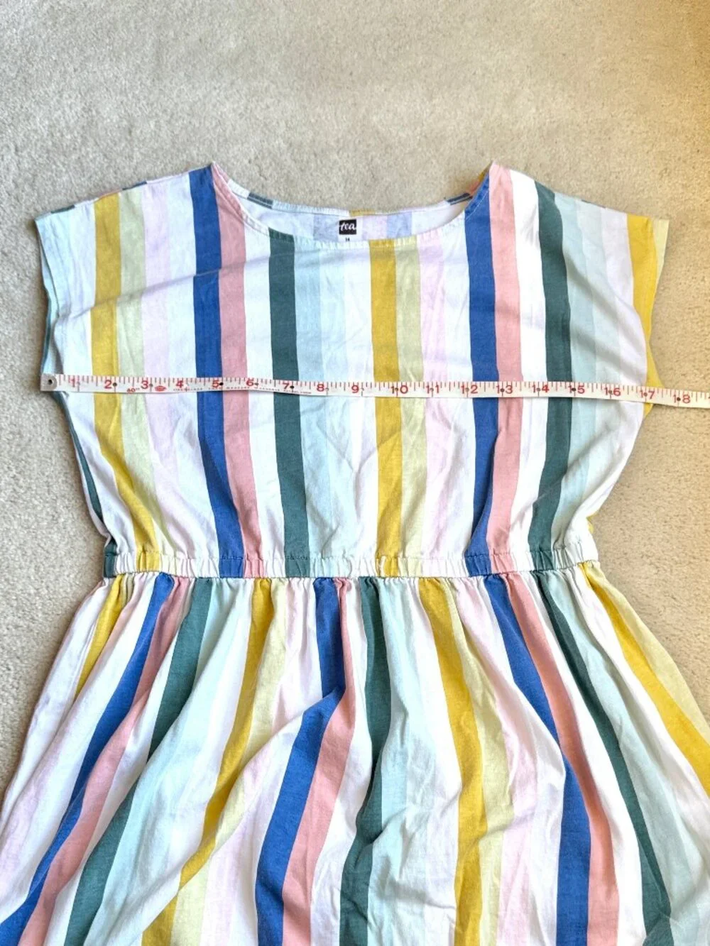 Tea Collection Multicolor Vertical Stripes High-Low Dress Girls Size 14